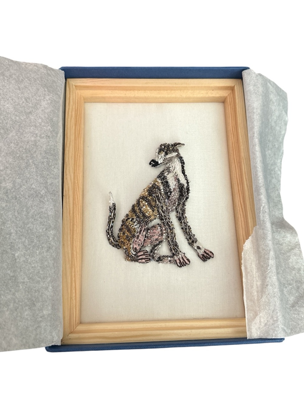 Anthropologie Dog Beaded Wall Art Greyhound Whippet Hand Crafted Bespoke New - Picture 5 of 5